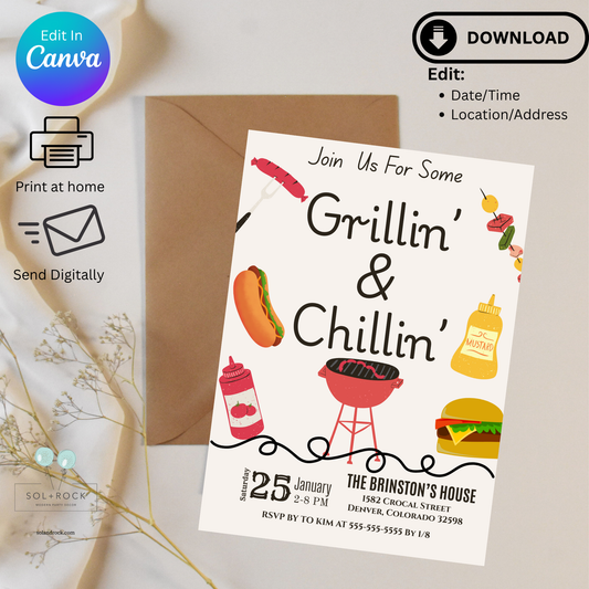 BBQ Party Invitation – Editable Template for BBQ Birthday Party Invitation (Digital Download)
