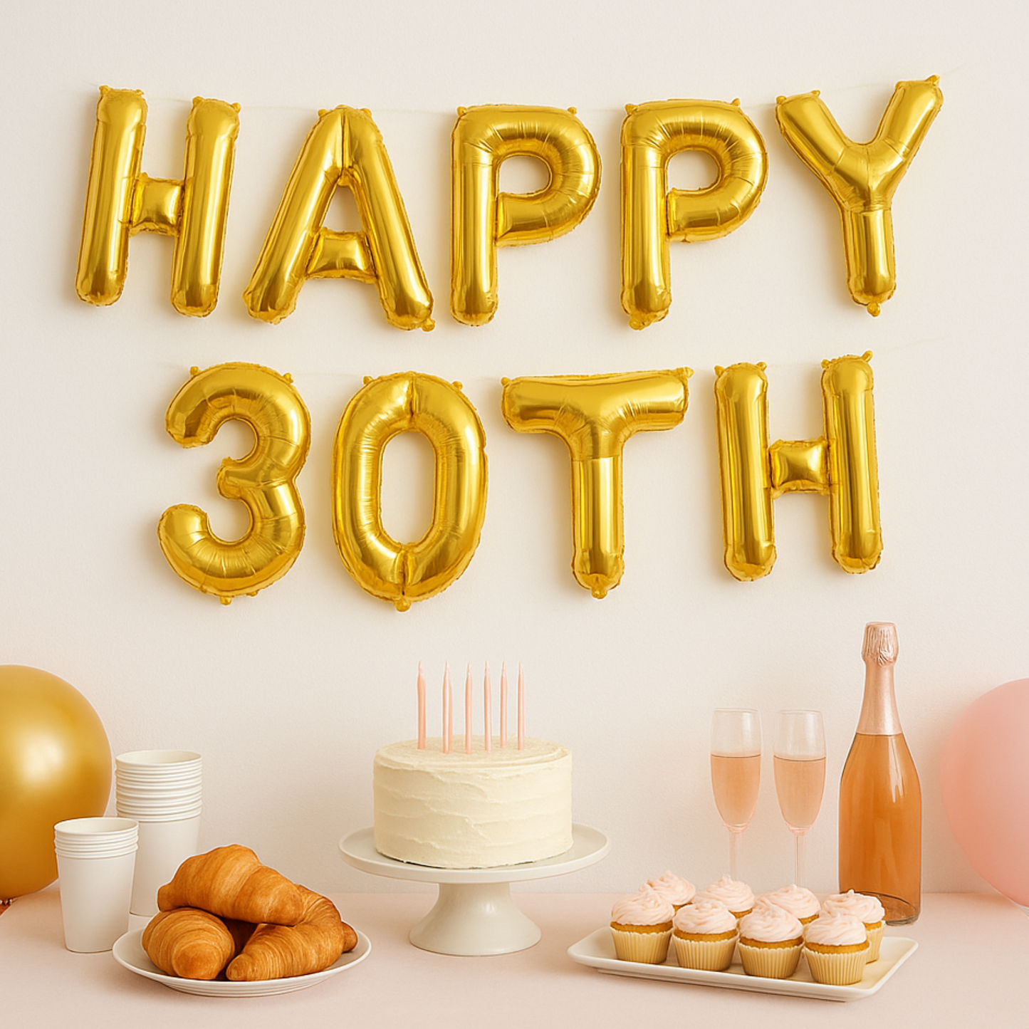 happy 30th foil balloon banner for milestone birthday party