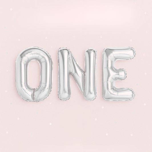 ONE Balloon Banner | First Birthday Foil Letter Balloons for Baby Party Decor