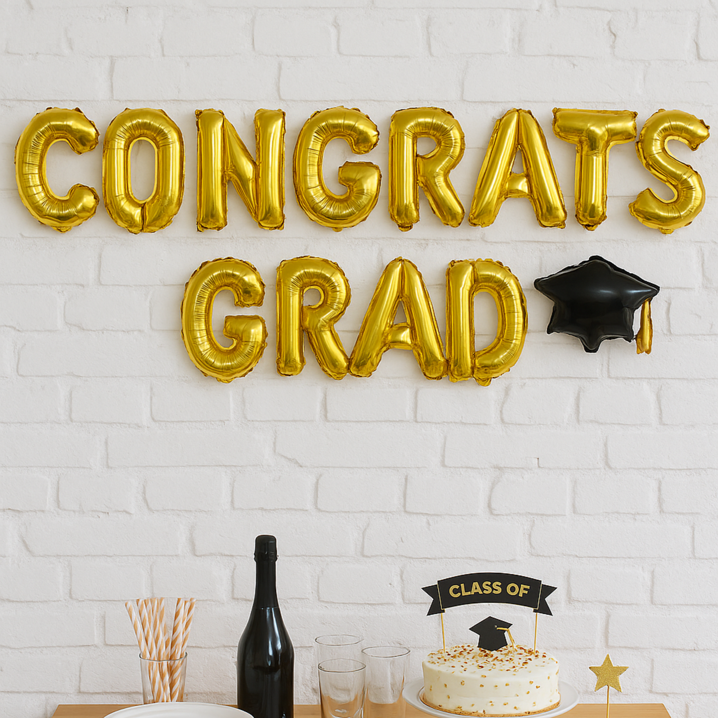 Gold foil balloons for graduation party decor