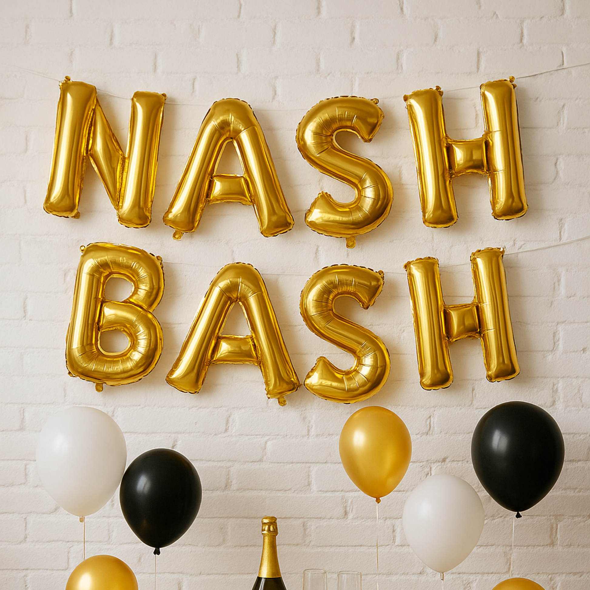 Nash Bash 16-inch foil letter balloon banner for bachelorette party decor
