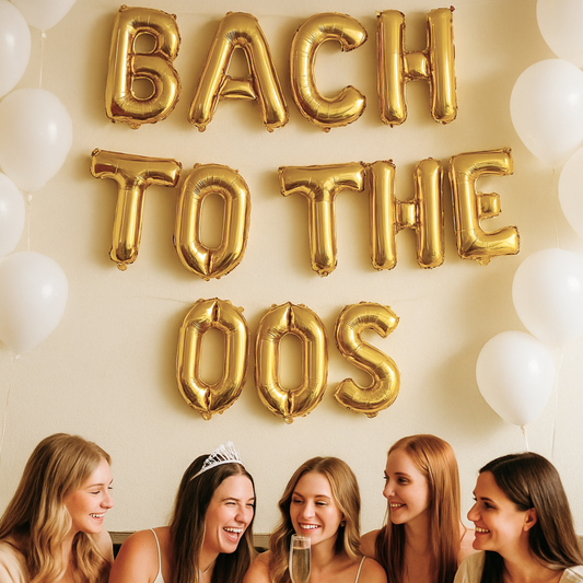 Bach to the 2000s foil letter balloon banner for Y2K bachelorette party decor
