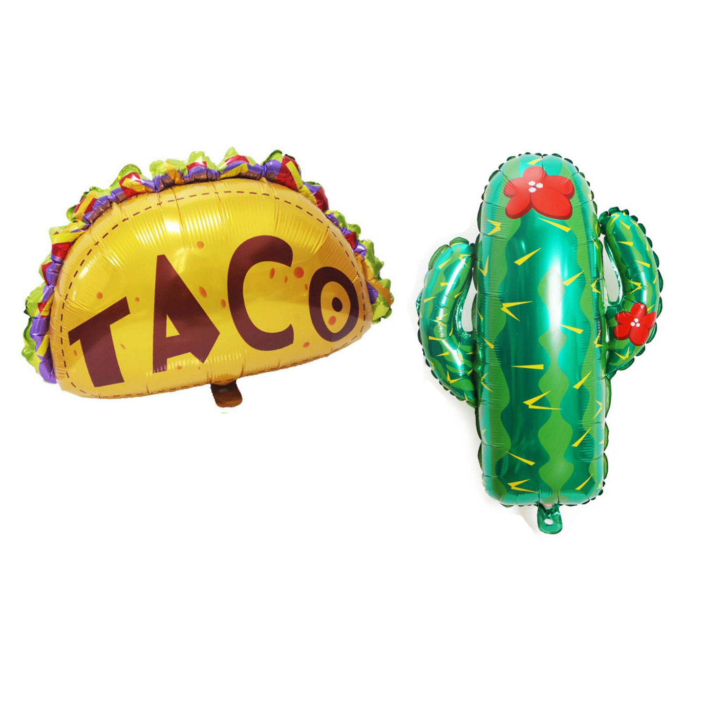 Taco foil balloon and cactus foil balloon sold separately for fiesta parties