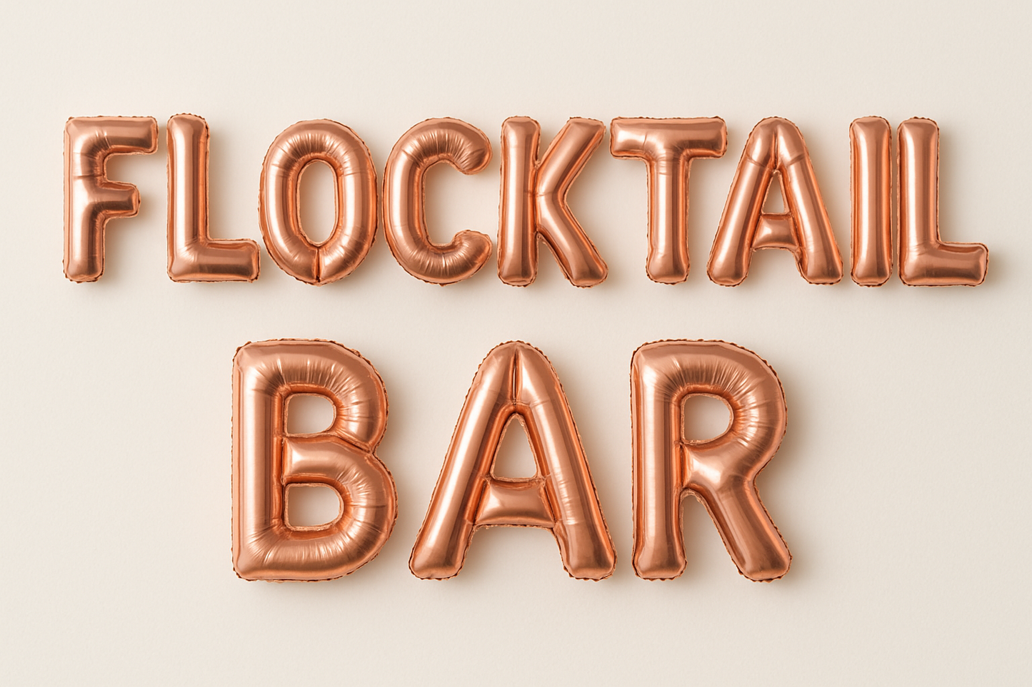 All letters the same size and in rose gold