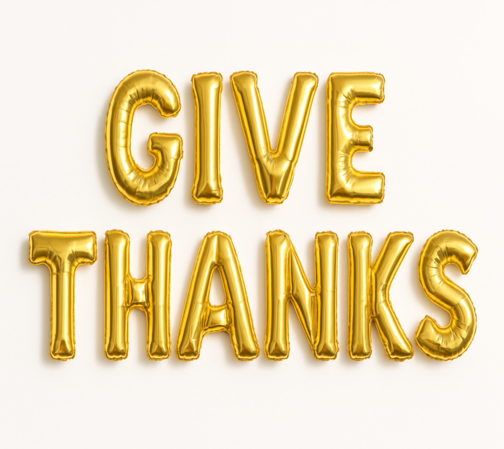 GIVE THANKS in gold foil letter balloons