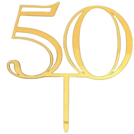 Gold 50 Cake Topper