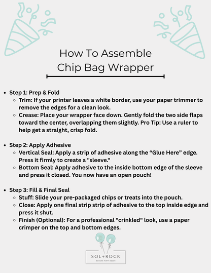 One Groovy Baby Chip Bag Wrapper Template - Digital Download - Retro First Birthday Party Favor