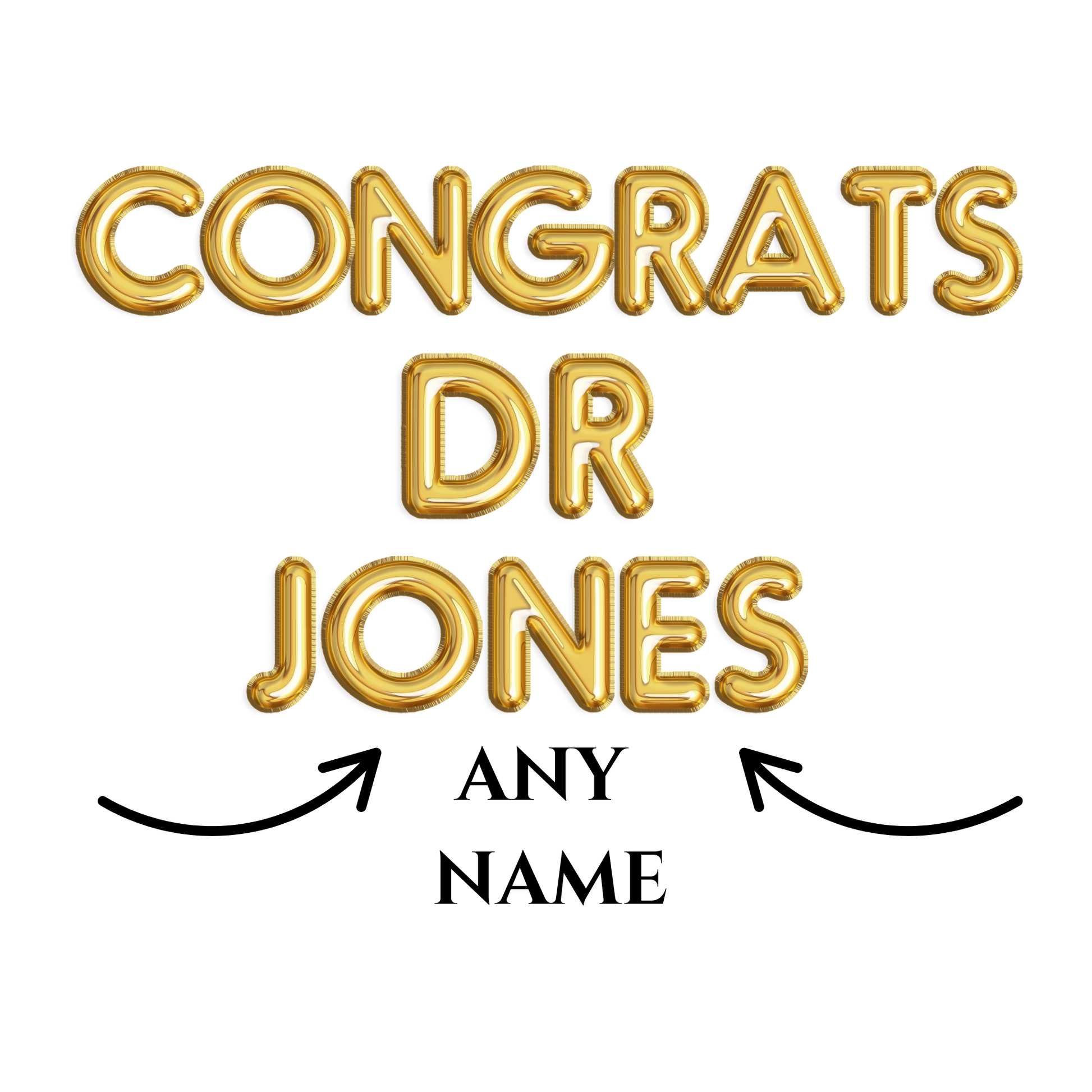 Custom Congrats Dr [Name] balloon banner for PhD graduation party