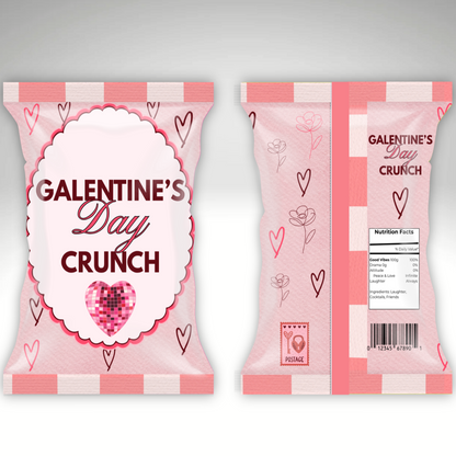 Valentine's Day themed snack package with pink and white design