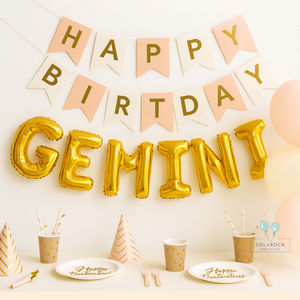 Gemini zodiac birthday party decoration wall display with foil balloon