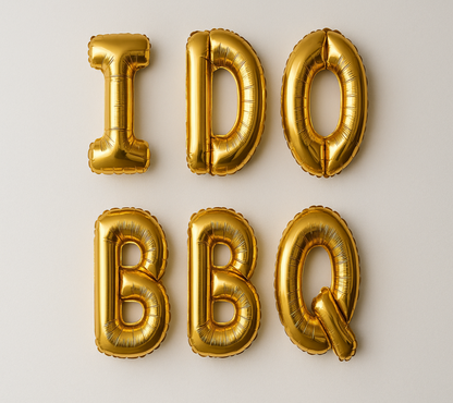 I Do BBQ balloon banner for engagement party cookout