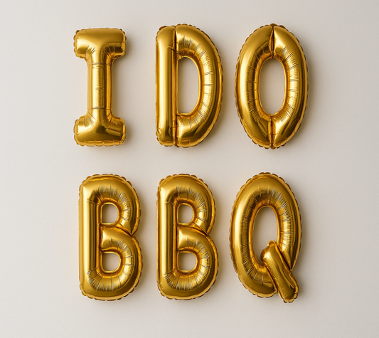 I Do BBQ balloon banner for engagement party cookout