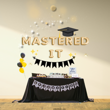 Load image into Gallery viewer, Gold Mastered It Graduation Balloon Banner for Masters Degree Graduation
