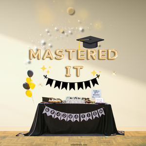 Gold Mastered It Graduation Balloon Banner for Masters Degree Graduation