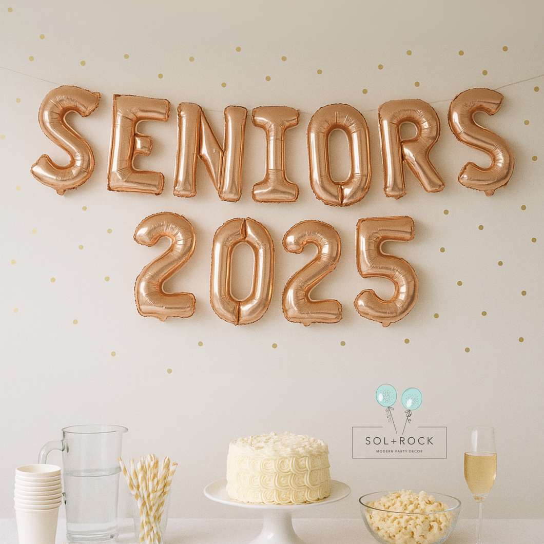 Seniors 2025 Rose Gold Graduation Balloons Set