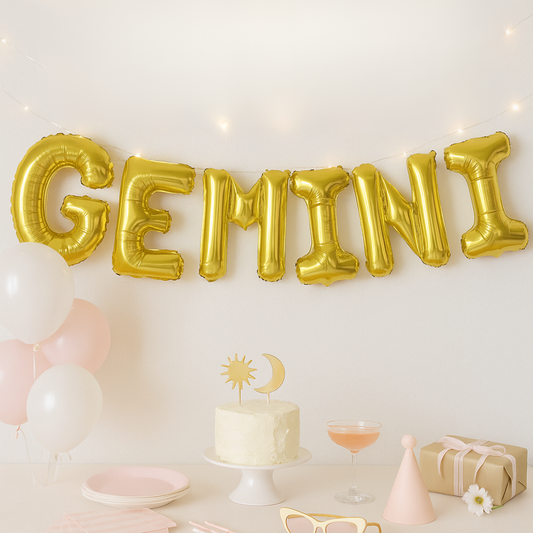 Gold Gemini foil balloon banner