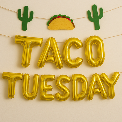 Taco Party Foil Letter Balloon Banner – Cinco de Mayo & Final Fiesta Bachelorette Decor