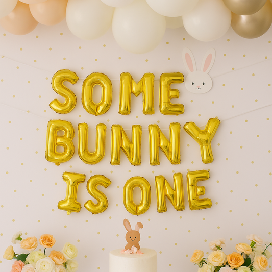 Spring themed balloon banner for girls first birthday