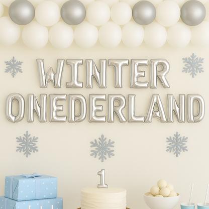 Winter Onederland foil balloon banner