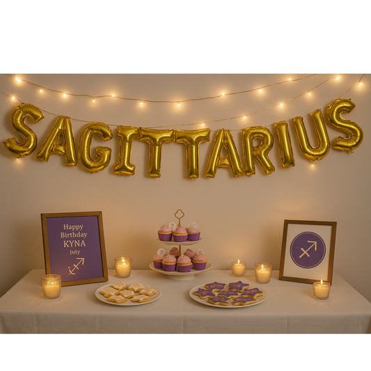 Sagittarius 16-inch foil letter balloon banner for zodiac birthday party decor