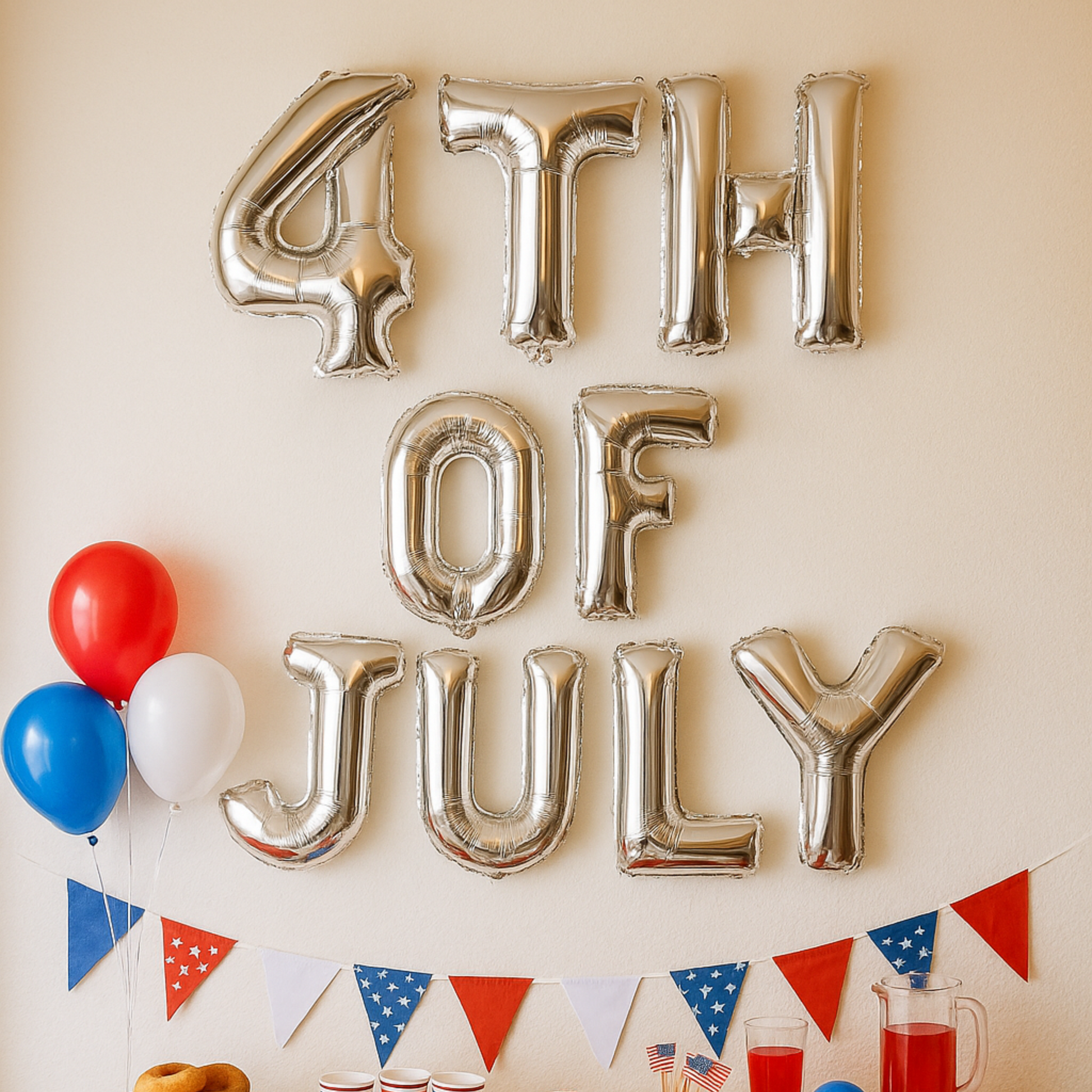 4th of July foil letter balloon banner for patriotic party decor