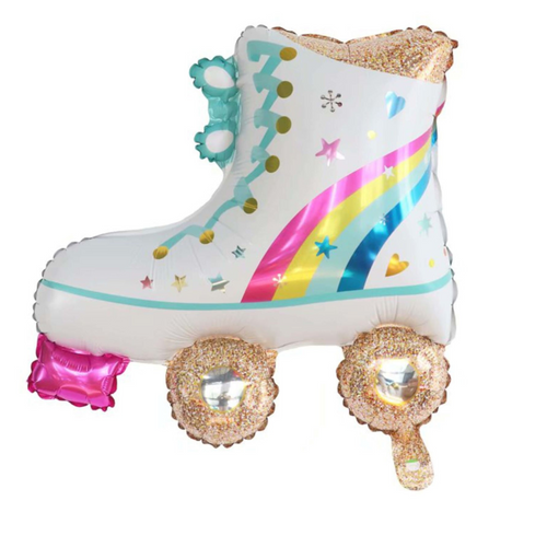roller skate balloon with pink and teal accents