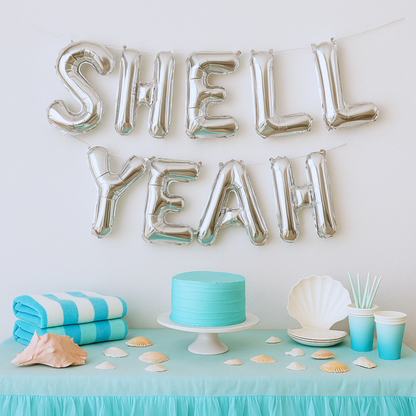 Shell Yeah party decoration balloons for pool or under the sea theme