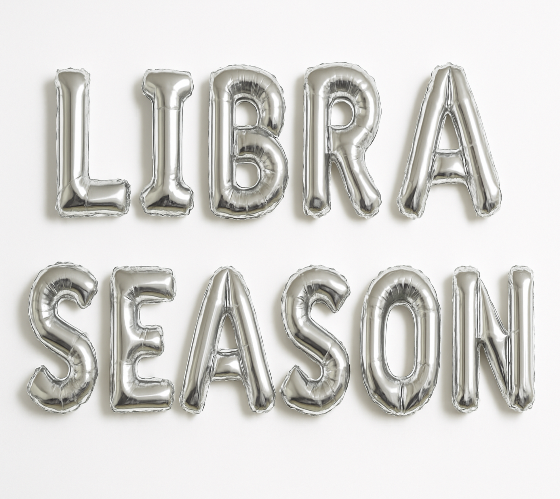 LIBRA SEASON in silver foil letter balloons 