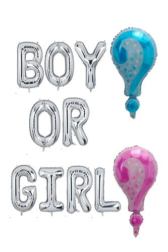 Vertical shot baby gender reveal party decorations with boxes with white  and gold balloons Stock Photo by wirestock